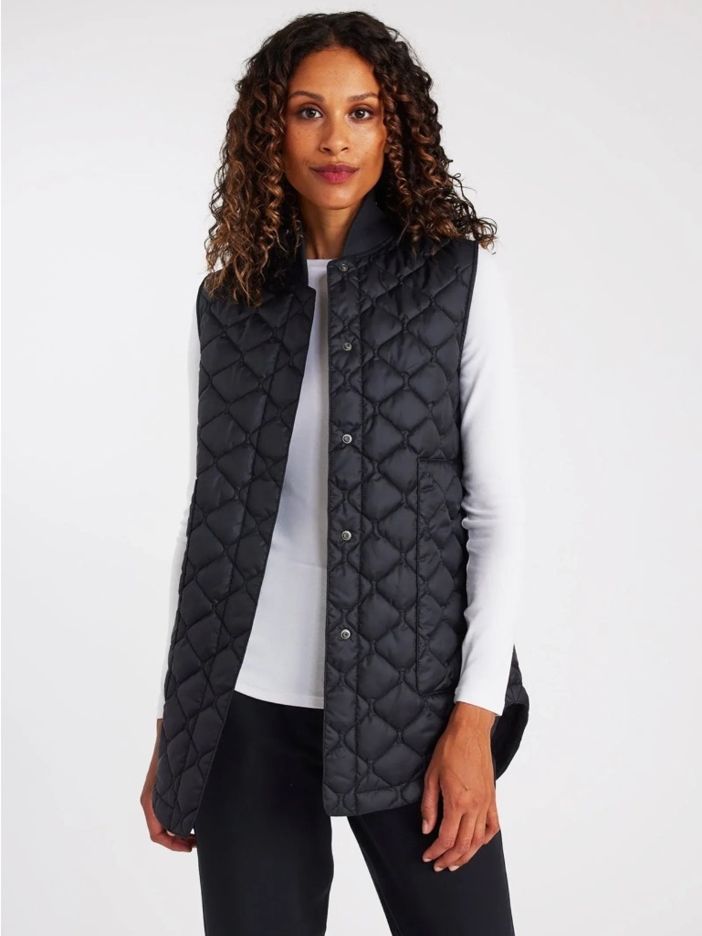 Kit & Ace All Day Black Long Quilted vest, Large